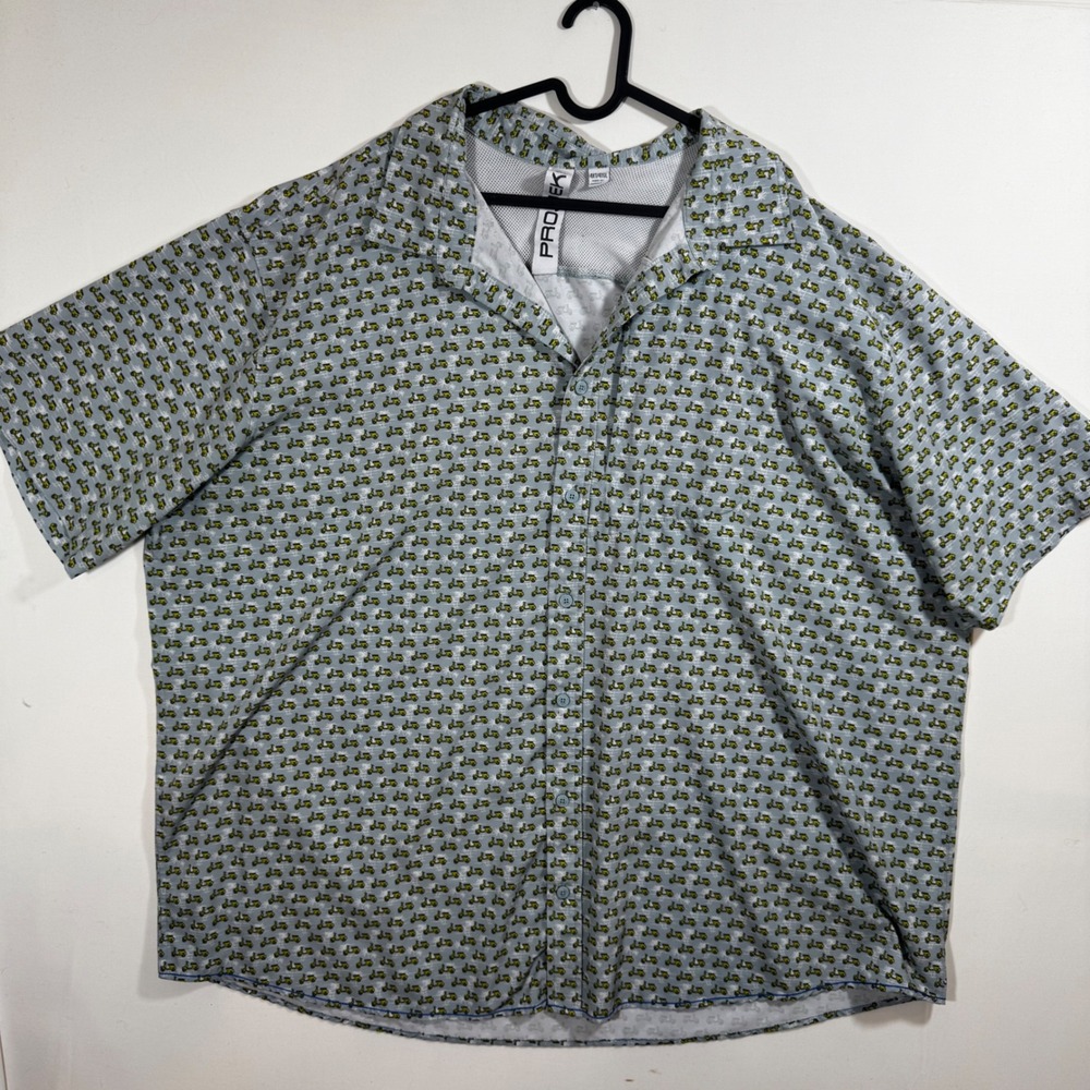 Projek Raw Short Sleeve Button Shirt‎ Scooter Vespa Motorcycle Blue 4XT Beach